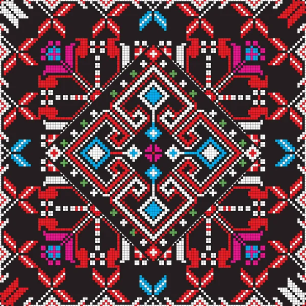 Romanian Vector Pattern Inspired Traditional Embroidery — Stock Vector