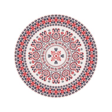Geleneksel Macar yuvarlak dekoratif unsuru, izole edilmiş beyaz arkaplan vektörü.