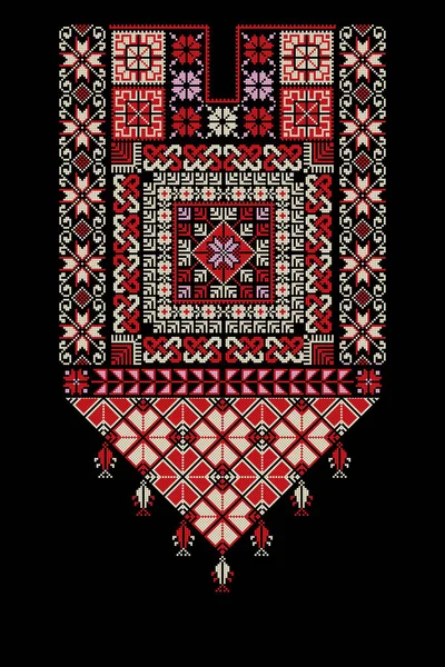 Nakış taşıyıcı Tatreez şablonu, Filistin moda boyun süsü