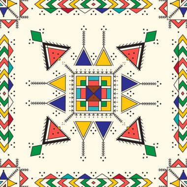 Al-Qatt Al-Asiri 'nin geleneksel resimlerinden esinlenilmiş dekoratif geometrik yineleme deseni