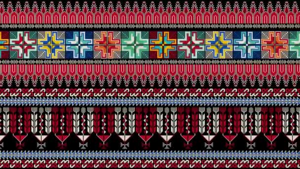 伝統的なパレスチナタテレス刺繍シンボルで装飾的な繰り返しループの背景 — ストック動画