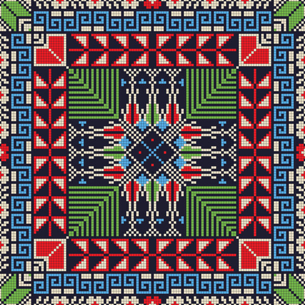 Традиционная палестинская вышивка в цвете, редактируемая векторная композиция
