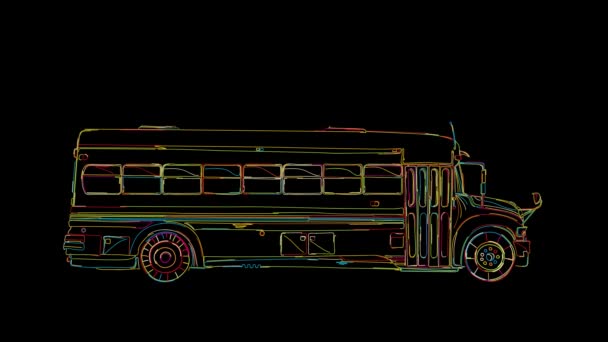 Анимация школьных автобусов — стоковое видео