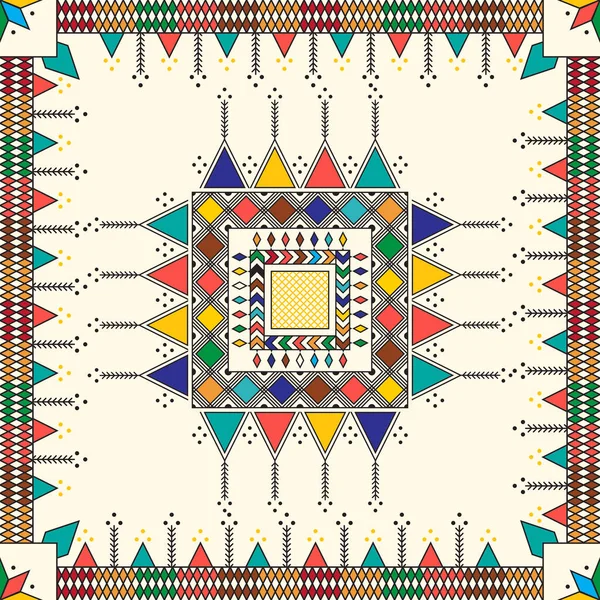 Qatt Asiri Nin Geleneksel Resimlerinden Esinlenilmiş Dekoratif Geometrik Yineleme Deseni — Stok Vektör