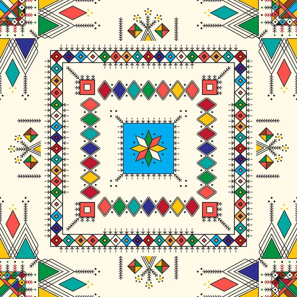 Padrão Repetição Geométrica Decorativa Inspirada Pinturas Tradicionais Qatt Asiri —  Vetores de Stock