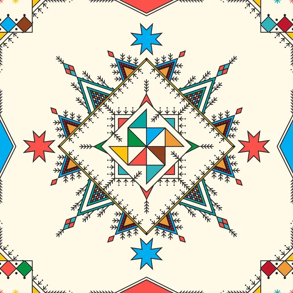 カットにインスピレーションを得た装飾的な幾何学的反復パターン Asiri伝統絵画 — ストックベクタ