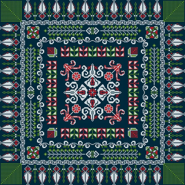 Patrón Tradicional Bordado Palestino Colores Composición Vectorial Editable — Archivo Imágenes Vectoriales