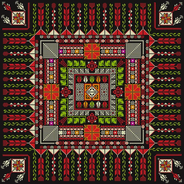 Modèle Broderie Palestinienne Traditionnelle Couleurs Composition Vectorielle Modifiable — Image vectorielle