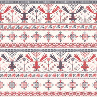 Geleneksel Rus nakışından esinlenilmiş dekoratif yineleme deseni
