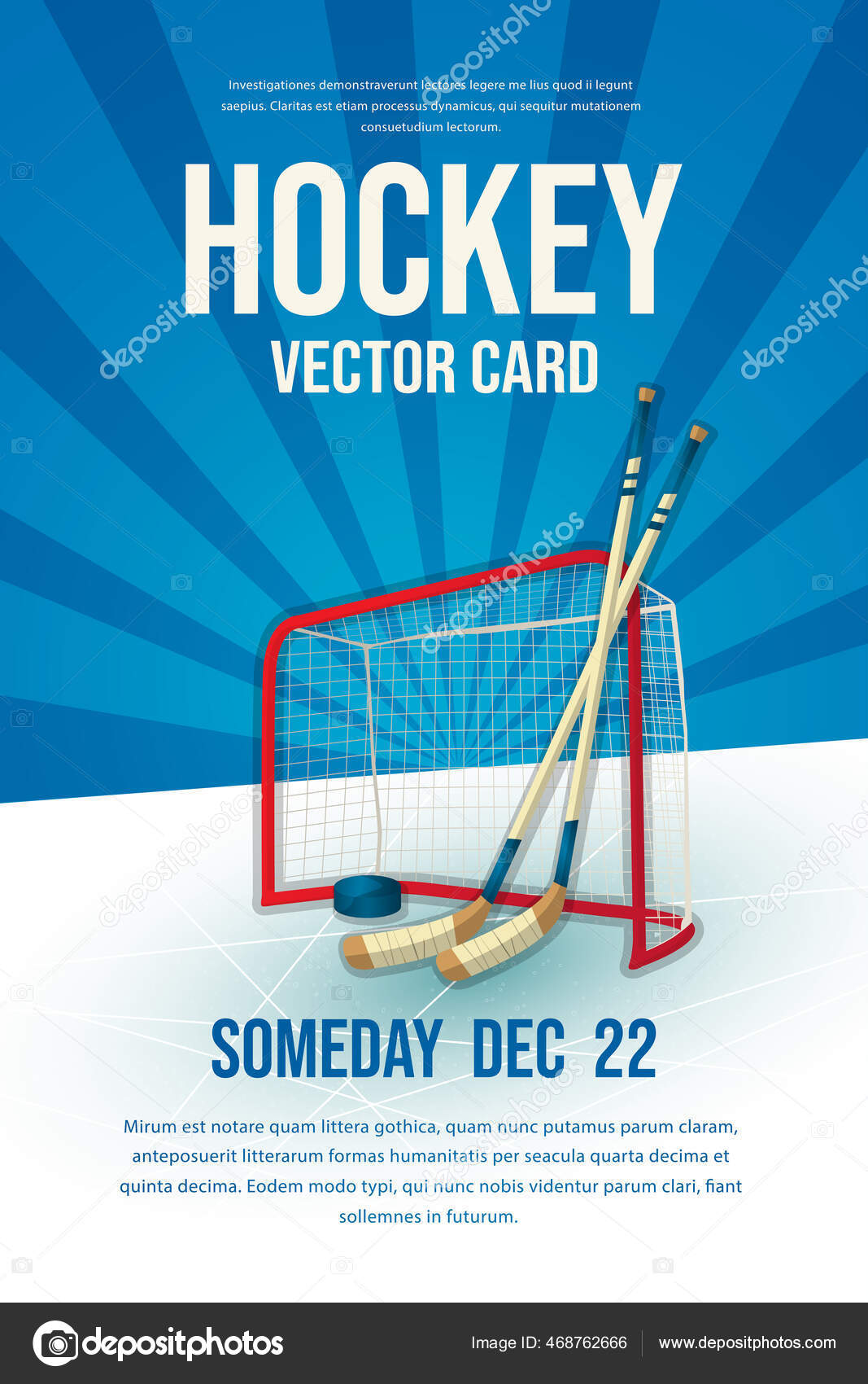 Hockey Flyer Poster Design Sports Invitation Vector Editable Throughout Hockey Flyer Template