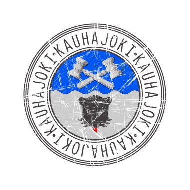 Kauhajoki şehri, Finlandiya. Beyaz arka planda Grunge posta damgası