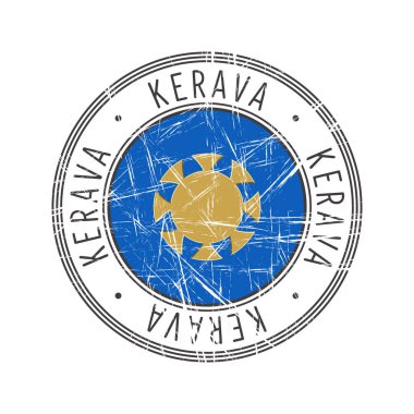 Kerava şehri, Finlandiya. Beyaz arka planda Grunge posta damgası