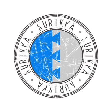 Kurikka şehri, Finlandiya. Beyaz arka planda Grunge posta damgası
