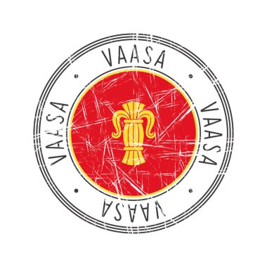 Vaasa şehri, Finlandiya. Beyaz arka planda Grunge posta damgası