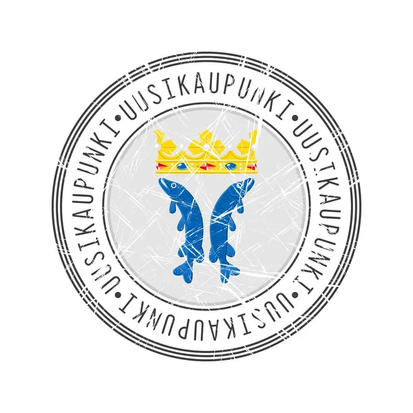 Uusikaupunki Şehri Finlandiya Beyaz Arka Planda Grunge Posta Damgası — Stok Vektör