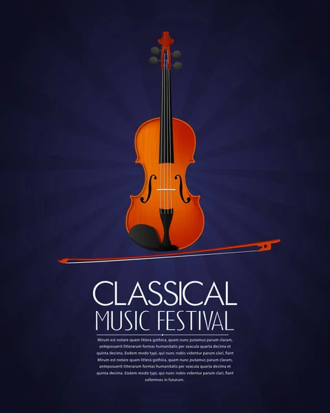 Concept Pour Flyer Festival Musique Classique Affiche Avec Violon Archet — Image vectorielle