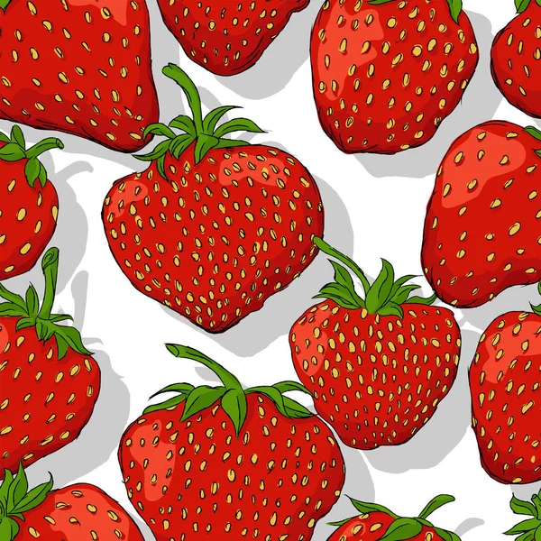 Strawberries Repeating Pattern Editable Vector Template — Stock Vector
