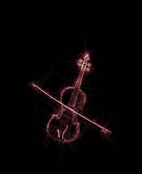 Скрипка Гранжевий Ескіз Чорному Тлі — стокове фото