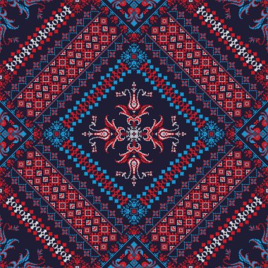 Geleneksel Rus nakışından esinlenilmiş dekoratif yineleme deseni