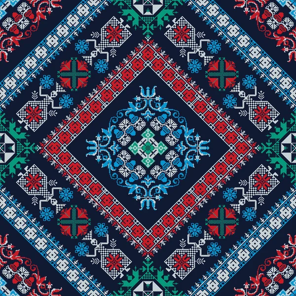 Motif Répétitif Décoratif Inspiré Broderie Russe Traditionnelle — Image vectorielle