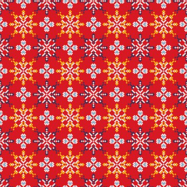 Geleneksel Rus nakışından esinlenilmiş dekoratif yineleme deseni