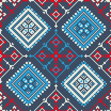 Geleneksel Rus nakışından esinlenilmiş dekoratif yineleme deseni