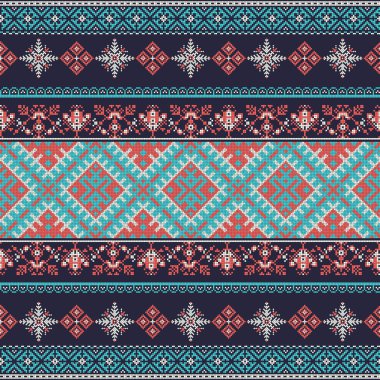 Geleneksel Rus nakışından esinlenilmiş dekoratif yineleme deseni