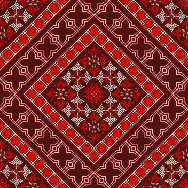 Geleneksel Rus nakışından esinlenilmiş dekoratif yineleme deseni