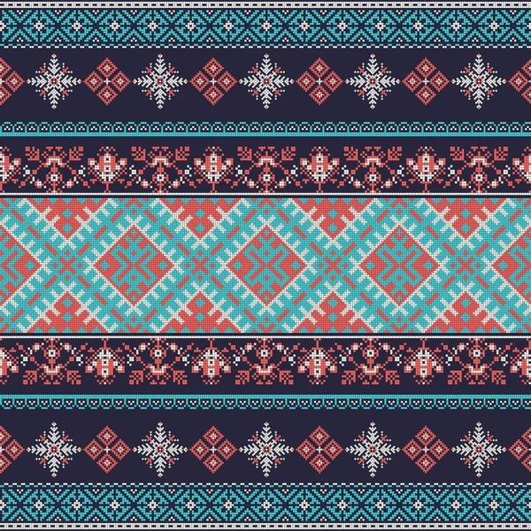 Decorative Repeating Pattern Inspired Traditional Russian Embroidery — Stock Vector