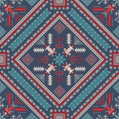 Geleneksel Rus nakışından esinlenilmiş dekoratif yineleme deseni