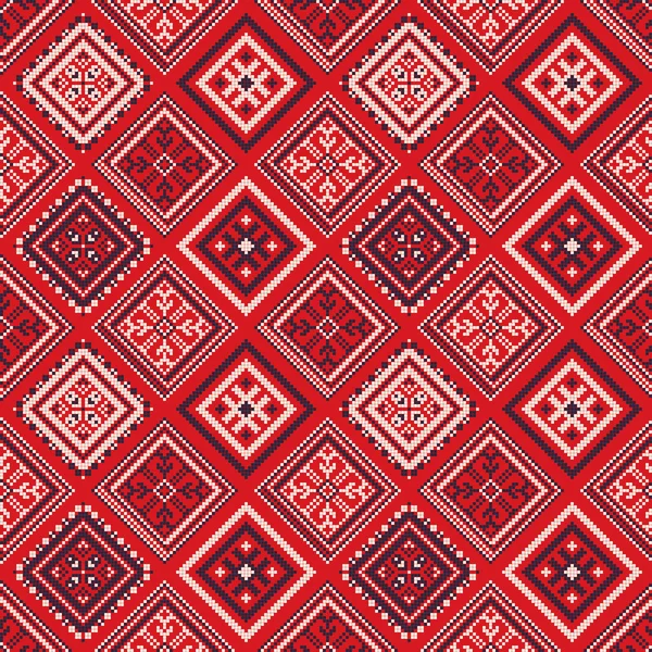 Декоративный Повторяющийся Узор Вдохновленный Традиционной Русской Вышивкой — стоковый вектор