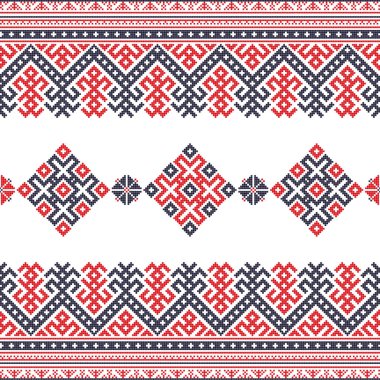 Geleneksel Rus nakışından esinlenilmiş dekoratif yineleme deseni