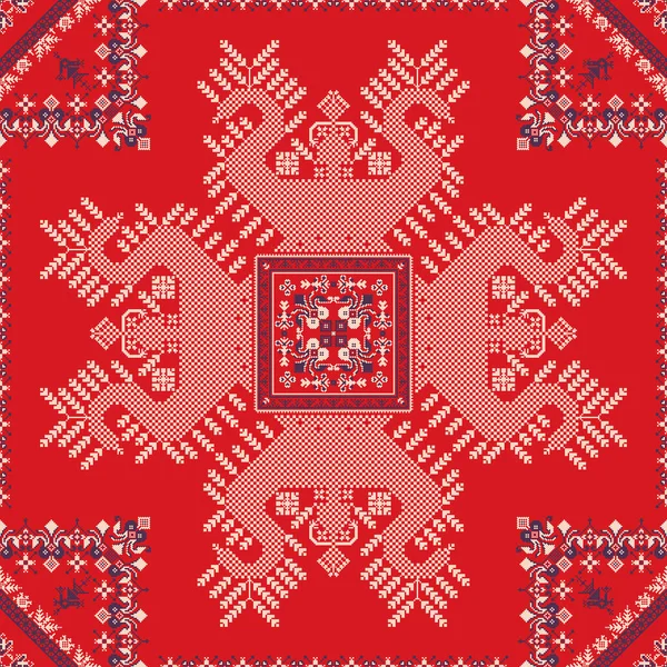 Motif Répétitif Décoratif Inspiré Broderie Russe Traditionnelle — Image vectorielle