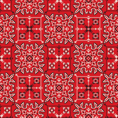 Geleneksel Rus nakışından esinlenilmiş dekoratif yineleme deseni
