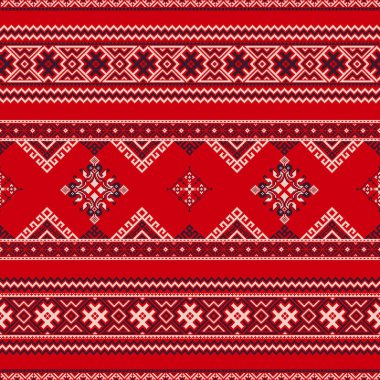 Geleneksel Rus nakışından esinlenilmiş dekoratif yineleme deseni