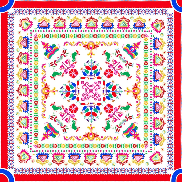 Seamless Pattern Design Inspired Traditional Hungarian Embroidery — Stock Vector