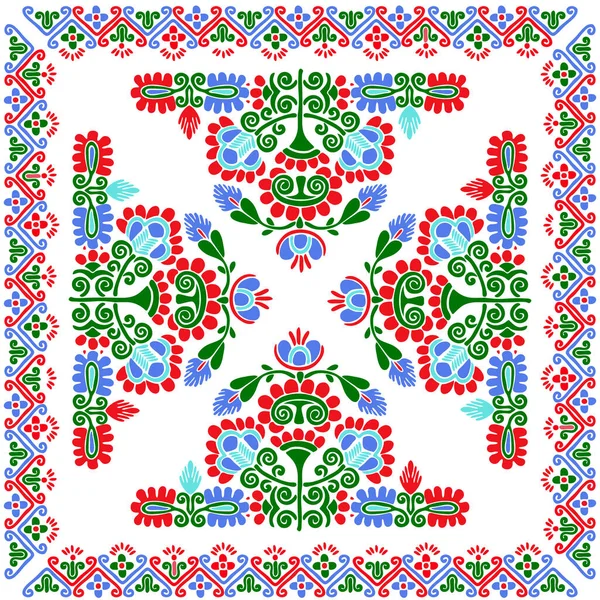 Seamless Pattern Design Inspired Traditional Hungarian Embroidery — Stock Vector