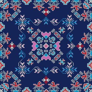 Geleneksel Gürcistan halk sanatı nakış vektör deseni