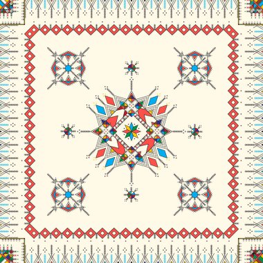 Al-Qatt Al-Asiri 'nin geleneksel resimlerinden esinlenilmiş dekoratif geometrik yineleme deseni