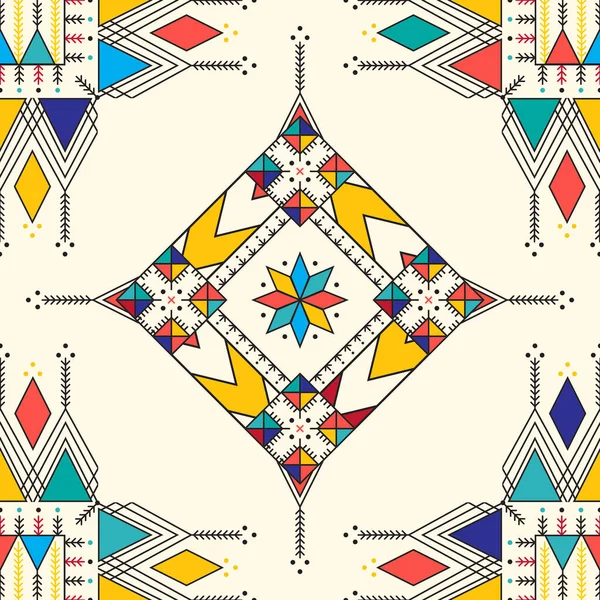 Decorative Geometric Repeating Pattern Inspired Qatt Asiri Traditional Paintings — Stock Vector