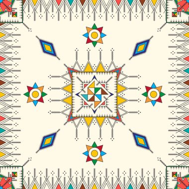 Al-Qatt Al-Asiri 'nin geleneksel resimlerinden esinlenilmiş dekoratif geometrik yineleme deseni