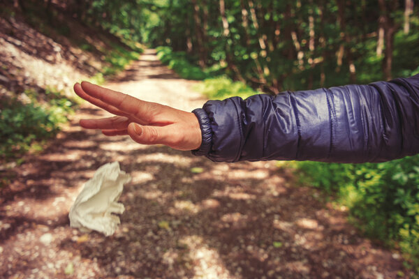Polluting person in the forest