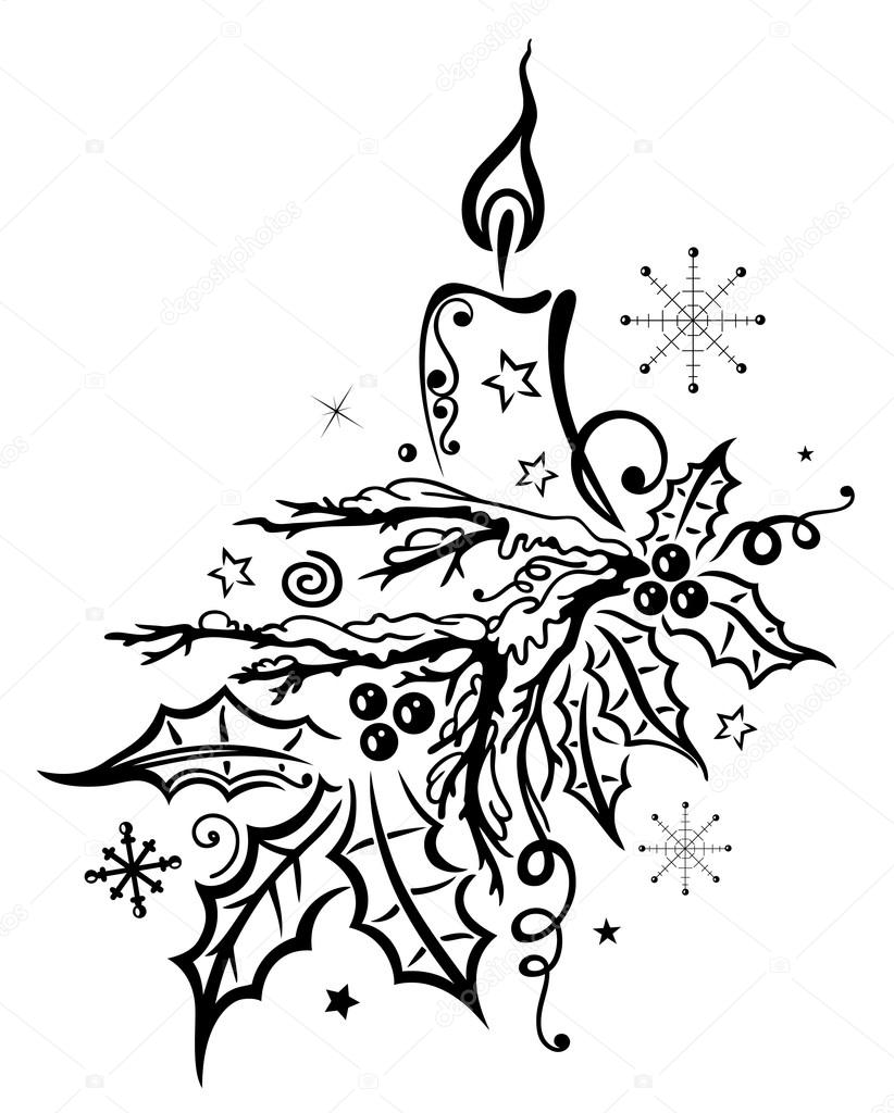 WeihnachtenTanne, Kerze — Stockvektor © christine_krahl
