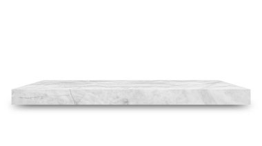 Mermeri beyaz bir arkaplanda izole et ve Siyah gölgelerle ayrılmış Gömülü Kırpma Yolu ürünü için montajı göster.