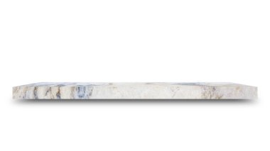 Mermeri beyaz bir arkaplanda izole et ve Siyah gölgelerle ayrılmış Gömülü Kırpma Yolu ürünü için montajı göster.