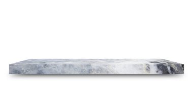 Mermeri beyaz bir arkaplanda izole et ve Siyah gölgelerle ayrılmış Gömülü Kırpma Yolu ürünü için montajı göster.