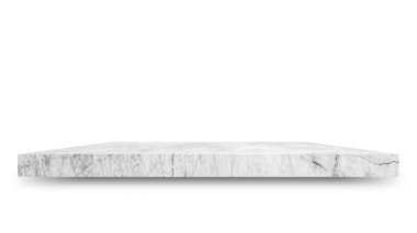 Mermeri beyaz bir arkaplanda izole et ve Siyah gölgelerle ayrılmış Gömülü Kırpma Yolu ürünü için montajı göster.