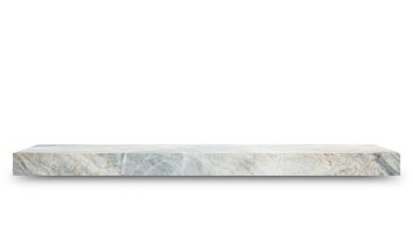 Mermeri beyaz bir arkaplanda izole et ve Siyah gölgelerle ayrılmış Gömülü Kırpma Yolu ürünü için montajı göster.