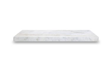 Mermeri beyaz bir arkaplanda izole et ve Siyah gölgelerle ayrılmış Gömülü Kırpma Yolu ürünü için montajı göster.