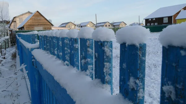 Fence Covered White Snow — Stock Photo, Image